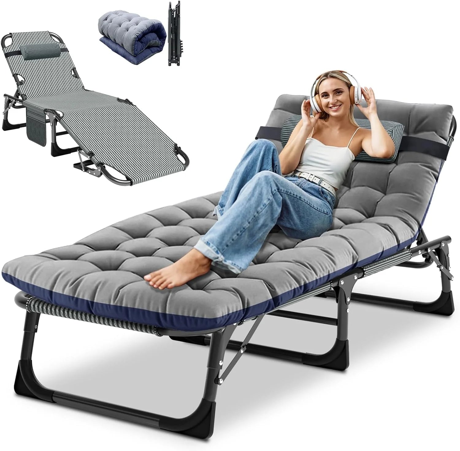 DoCred Heavy Duty Chaise Lounge Chair, Adjustable 5-Position Folding Chaise Lounge Chairs for Outside bifanuoyard - Image 7