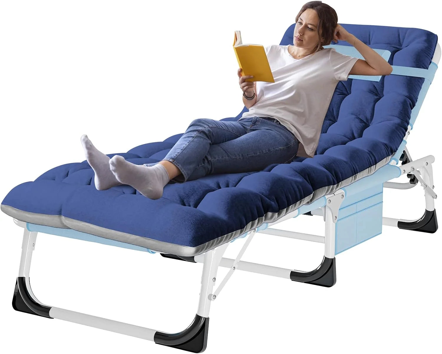 New Arrivals Heavy Duty Tanning Chair, Outdoor 5-Position Folding Chaise Lounge Chair with Pad, Portable Beach Lounge Chair - Image 19