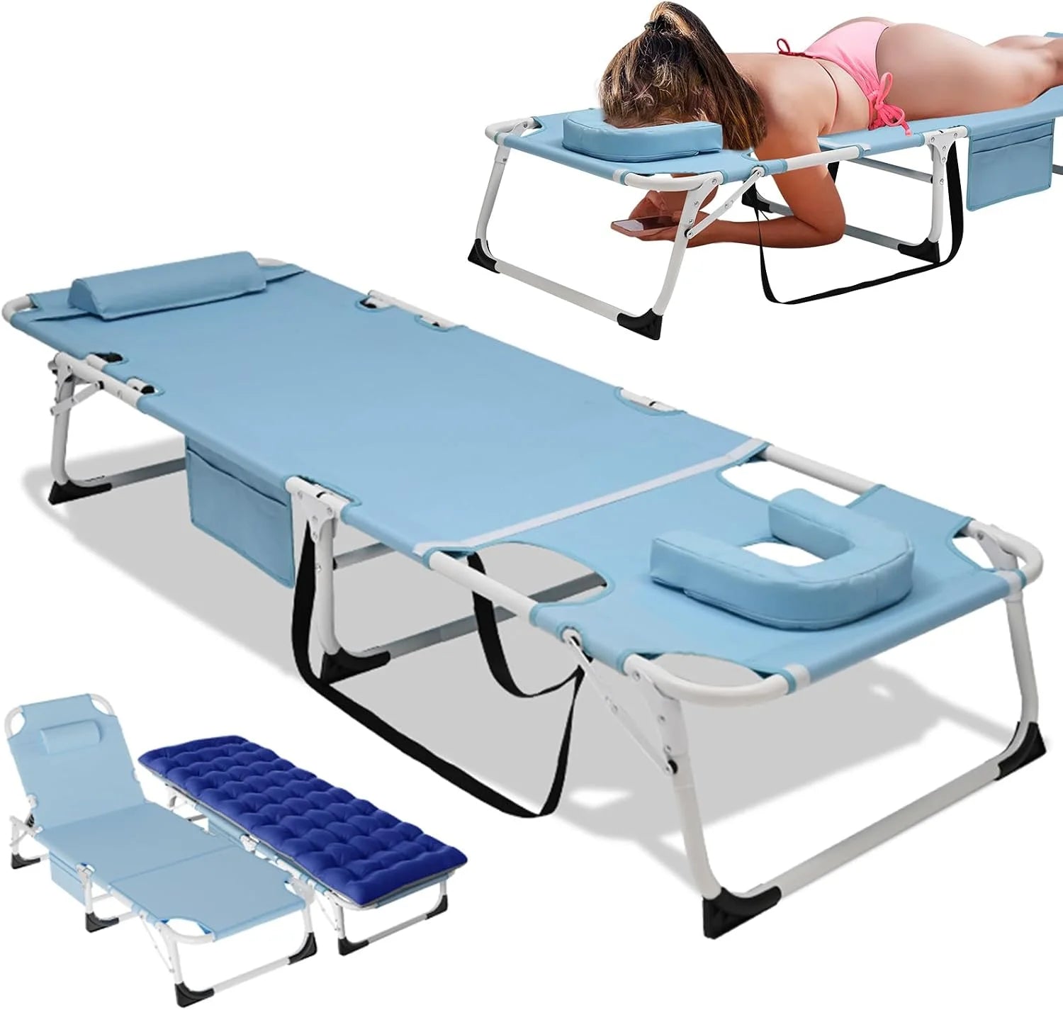 DoCred Heavy Duty Chaise Lounge Chair, Adjustable 5-Position Folding Chaise Lounge Chairs for Outside bifanuoyard - Image 8