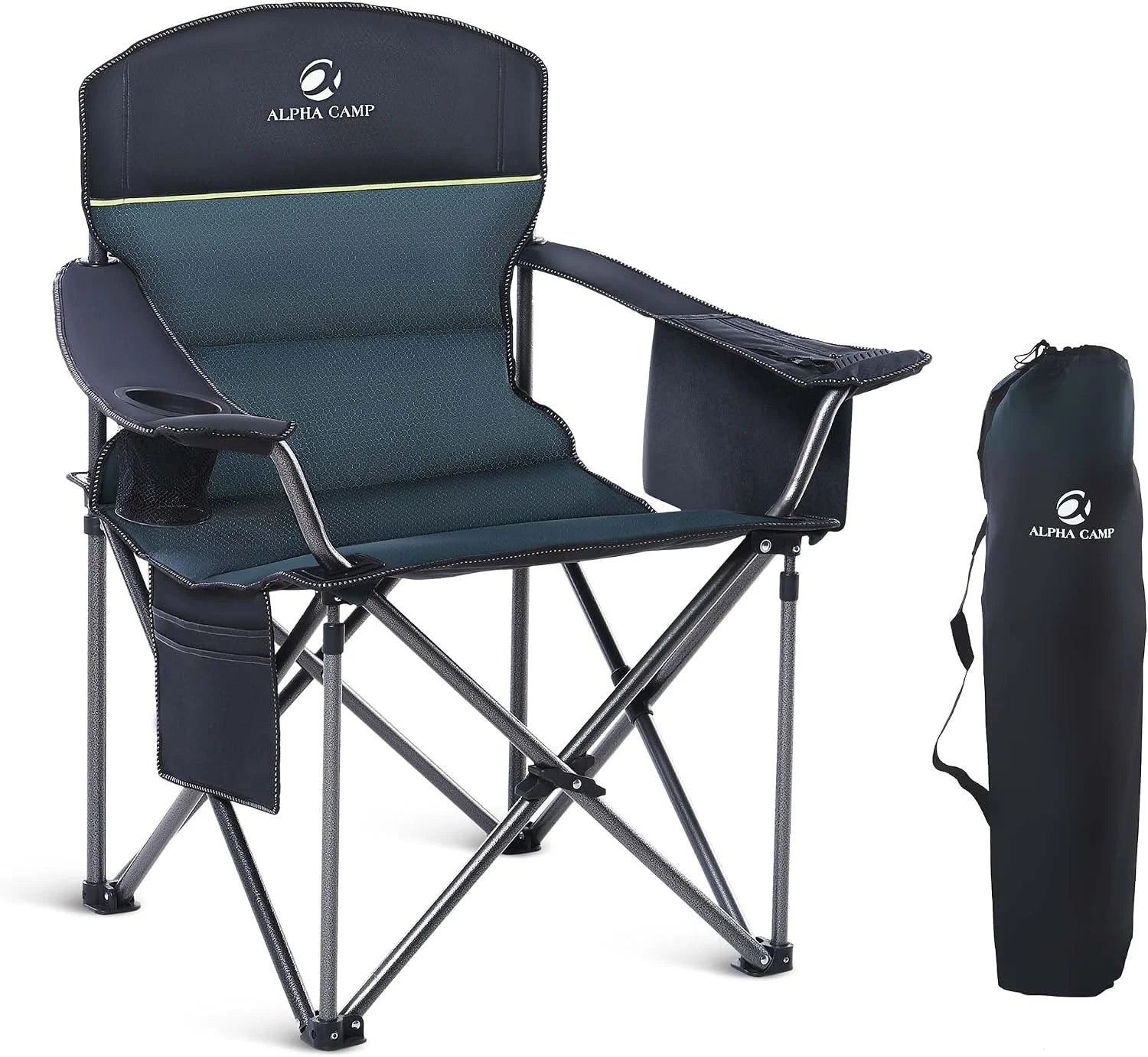 LET鈥橲 CAMP Folding Camping Chair Oversized Heavy Duty Padded Outdoor Chair with Cup Holder Storage and Cooler Bag bifanuoyard - Image 3