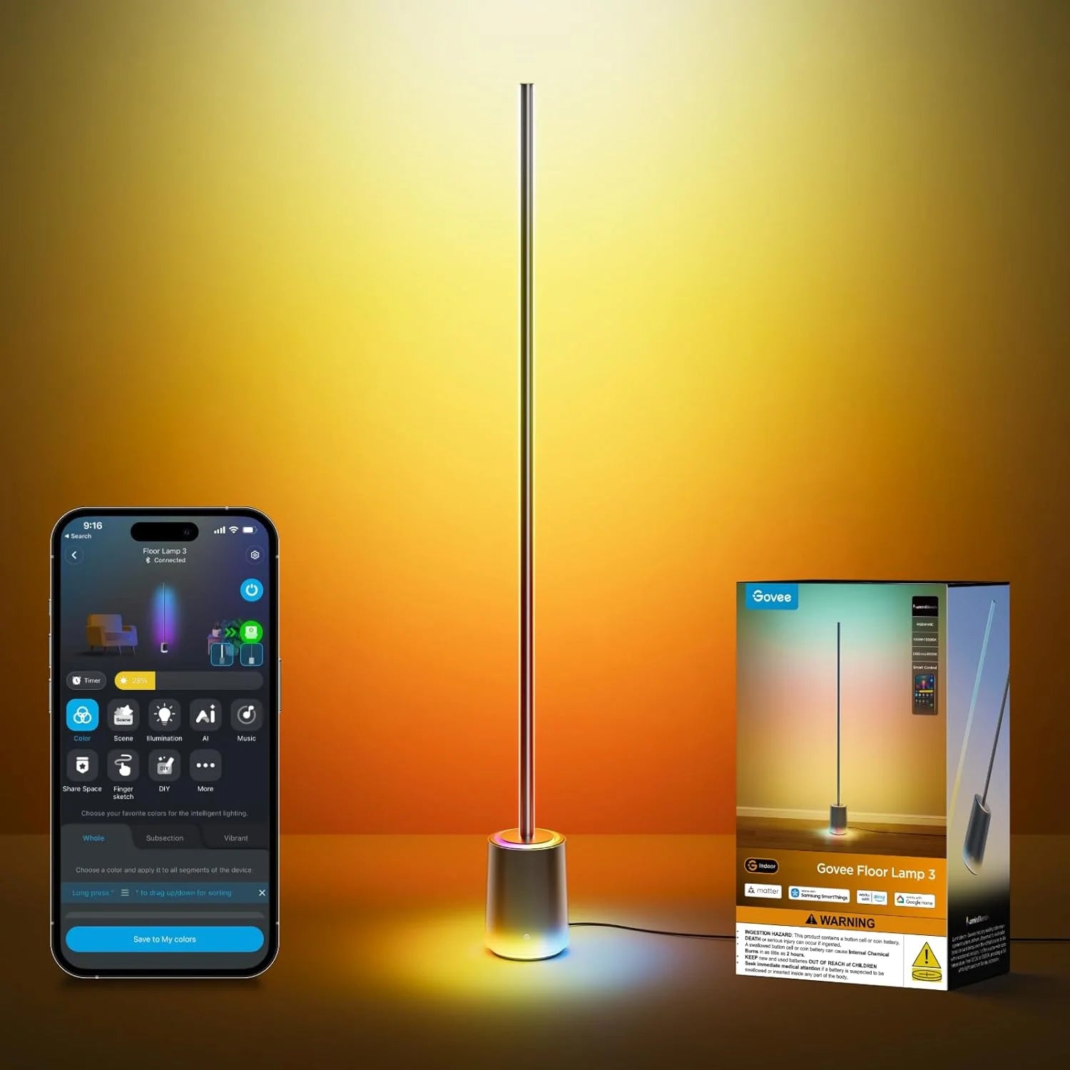 Floor Lamp 3 with Luminblend+ Technology, 2100lm, 1000K-10000K Modern Floor Lamp for Living Room