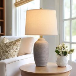 Alternative view of 24.5 Vintage Ceramic Table Lamp Single-Rustic Boho Accent Nightstand Lamps