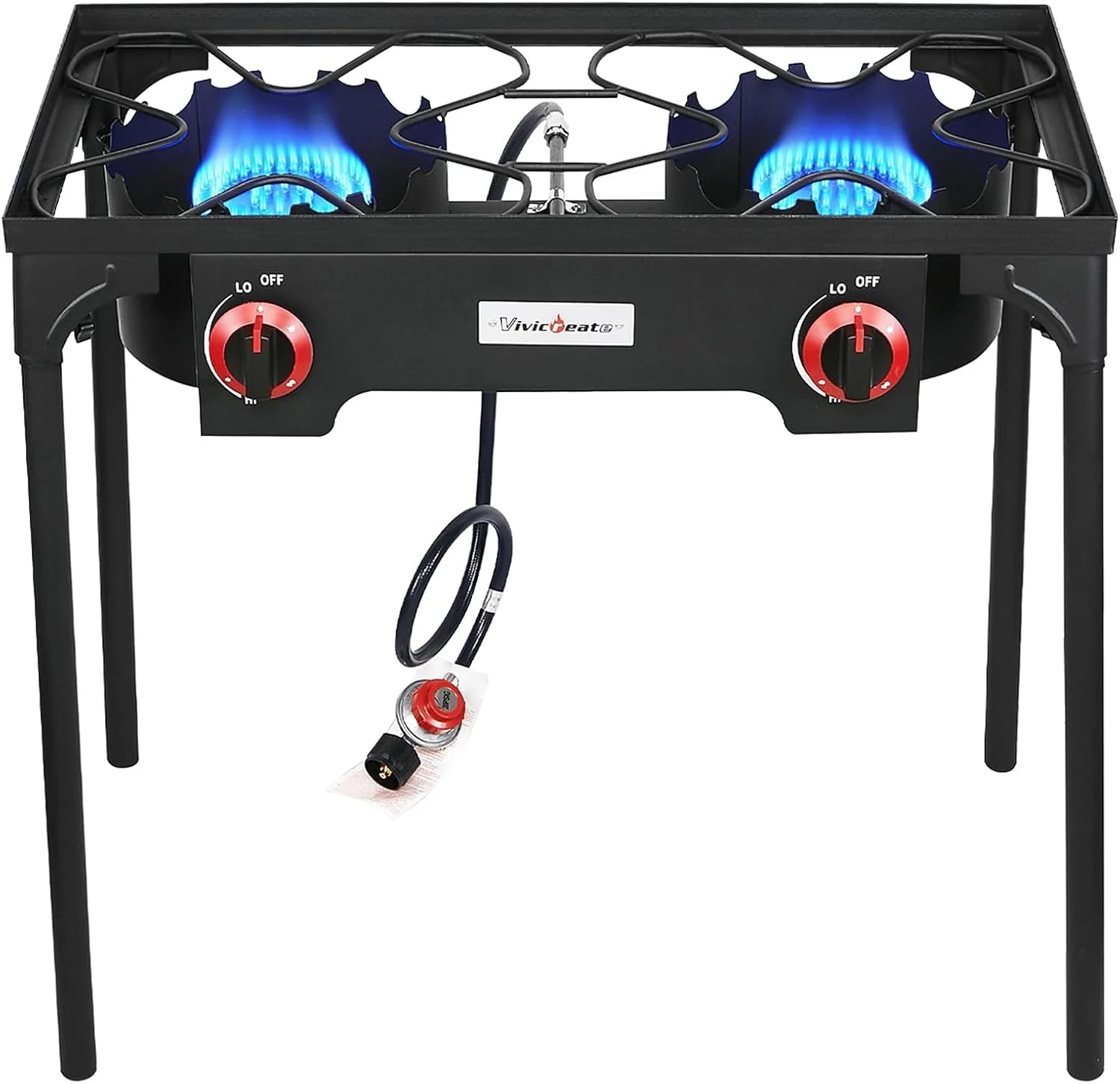 VIVICREATE Propane Grill 2 Burner Outdoor Propane Stove Portable Gas Grill High Pressure Camping Stove Double Burner bifanuoyard