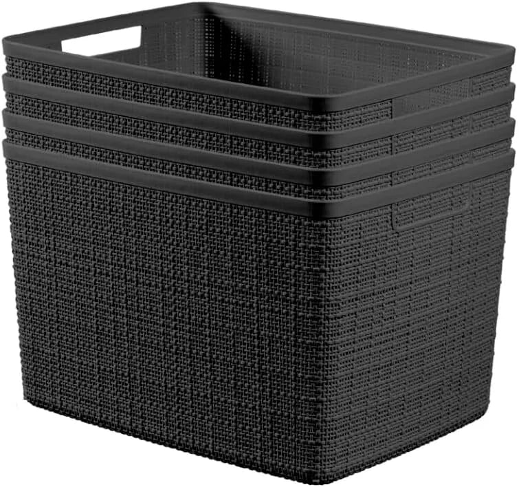 Curver Set of 4 Large Cube 17L Jute Decorative Plastic Organization and Storage Baskets, Perfect Bins for Home bifanuoyard - Image 3