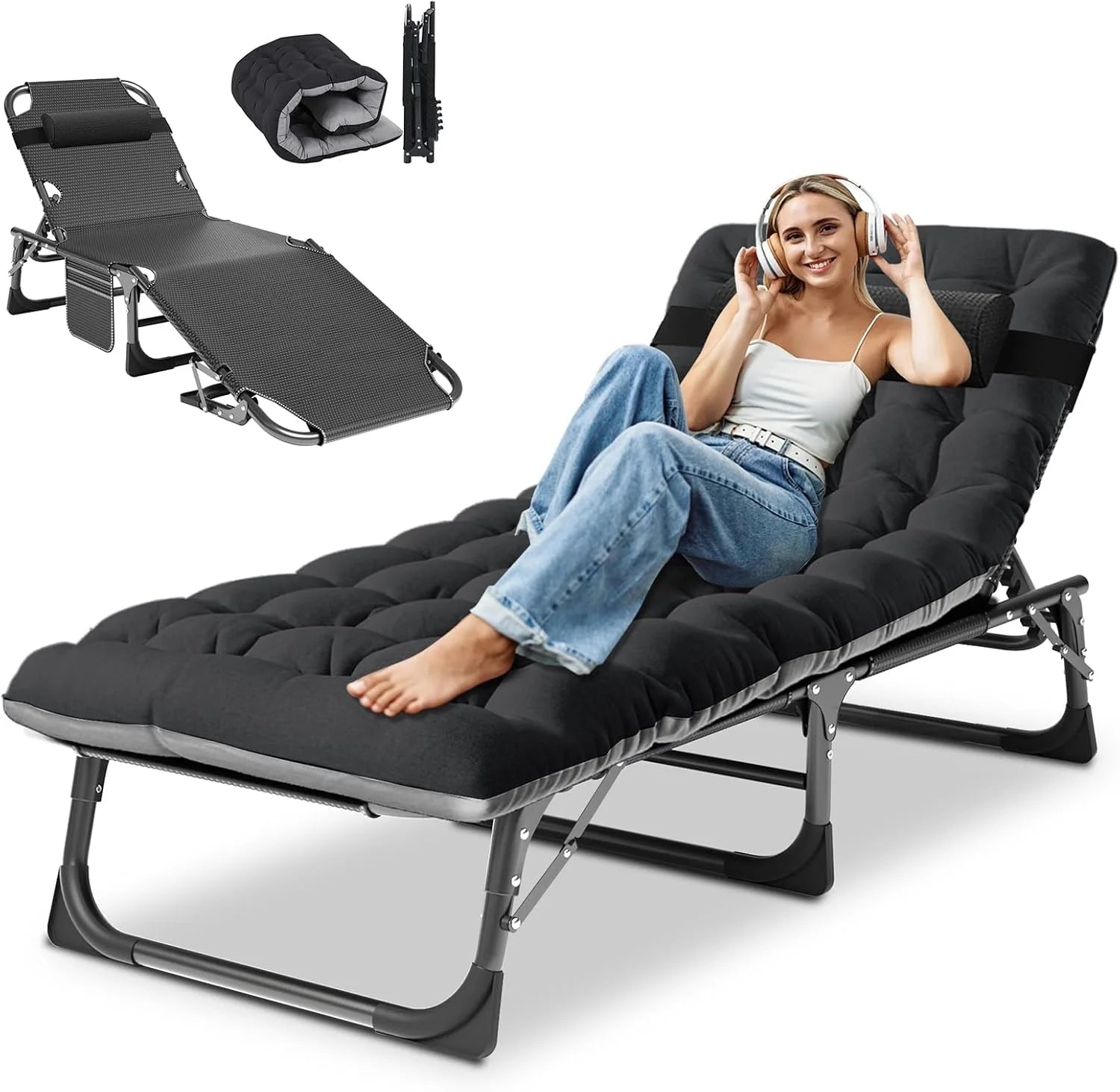 DoCred Heavy Duty Chaise Lounge Chair, Adjustable 5-Position Folding Chaise Lounge Chairs for Outside bifanuoyard - Image 13