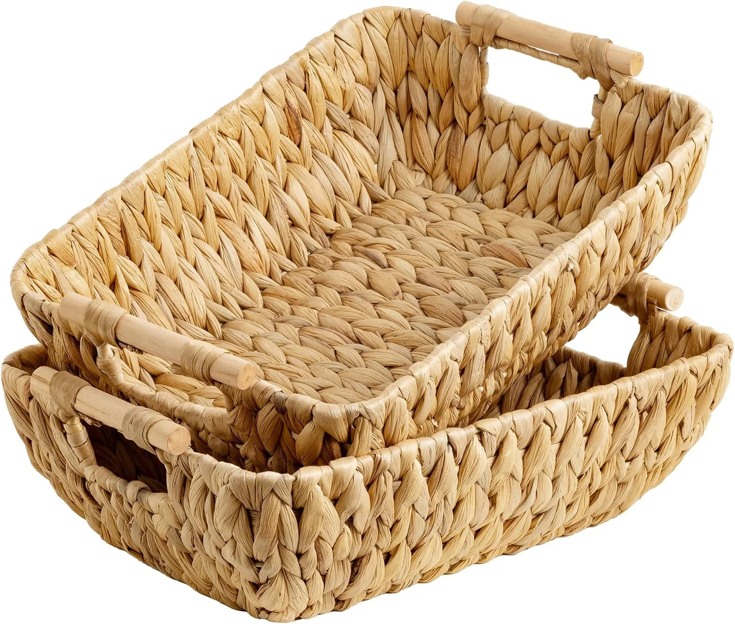 StorageWorks Wicker Baskets for Organizing, Water Hyacinth Storage Baskets, Wicker Storage Baskets for Shelves bifanuoyard - Image 4