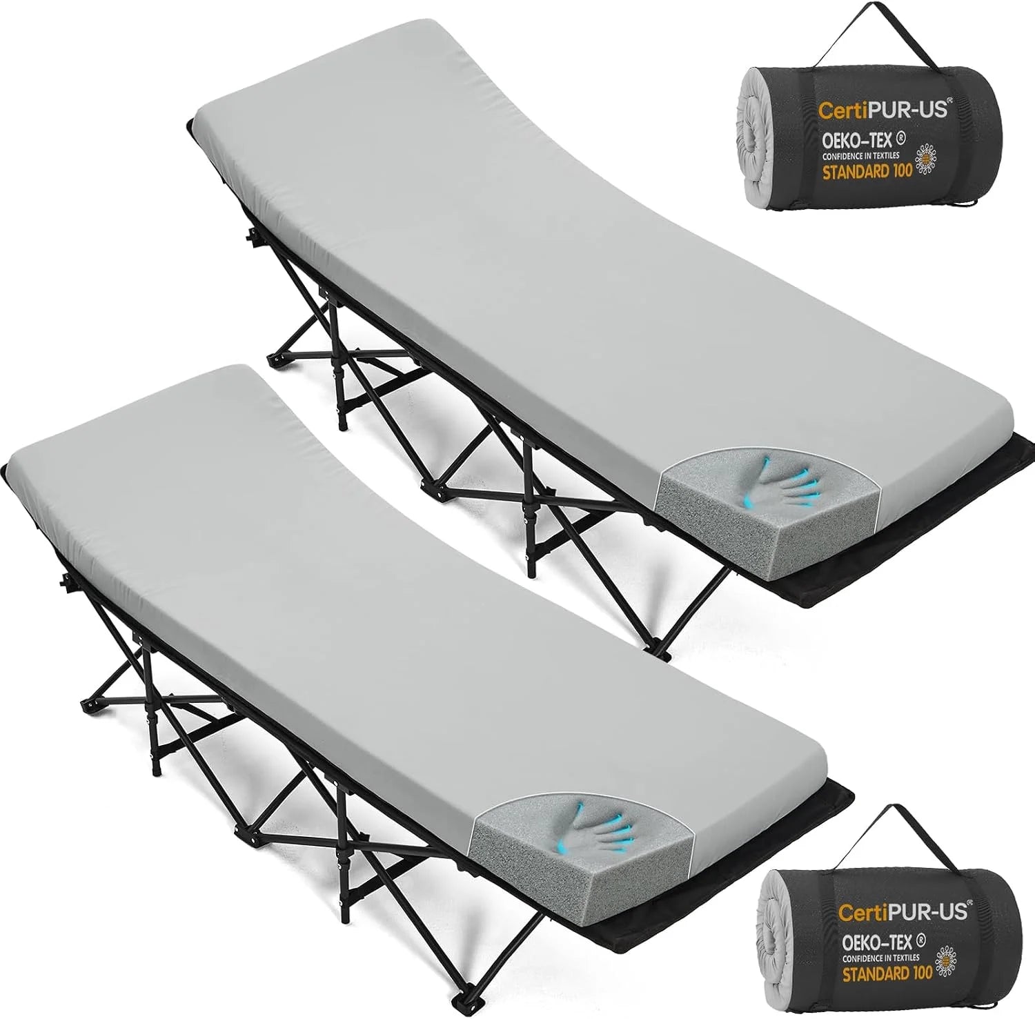 CYMULA Camping Cot Pad 2 Inch Memory Foam, Camping Pad for Folding Cot and Foldable Cot, Portable Roll Up Camp Gear for bifanuoyard - Image 9