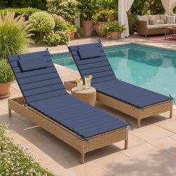 Alternative view of Crestlive Products Chaise Lounge Cushion Outdoor Set of 2, Foldable Water Resistant Pool Lounge Chair Cushions with bifanuoyard