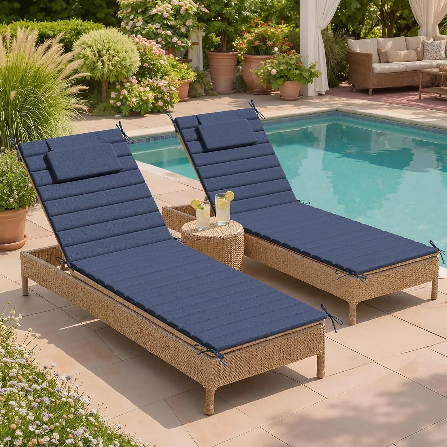 Crestlive Products Chaise Lounge Cushion Outdoor Set of 2, Foldable Water Resistant Pool Lounge Chair Cushions with bifanuoyard - Image 2