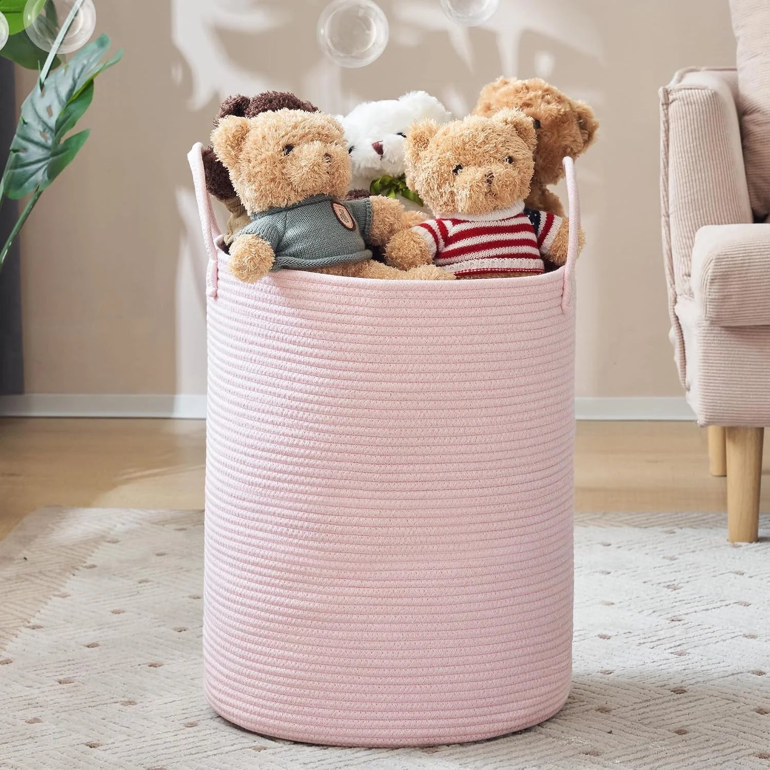 YOUDENOVA Jute Rope Laundry Hamper Basket, 58L Blanket Basket for Nursery, Large Woven Laundry Hamper with Sturdy bifanuoyard - Image 11
