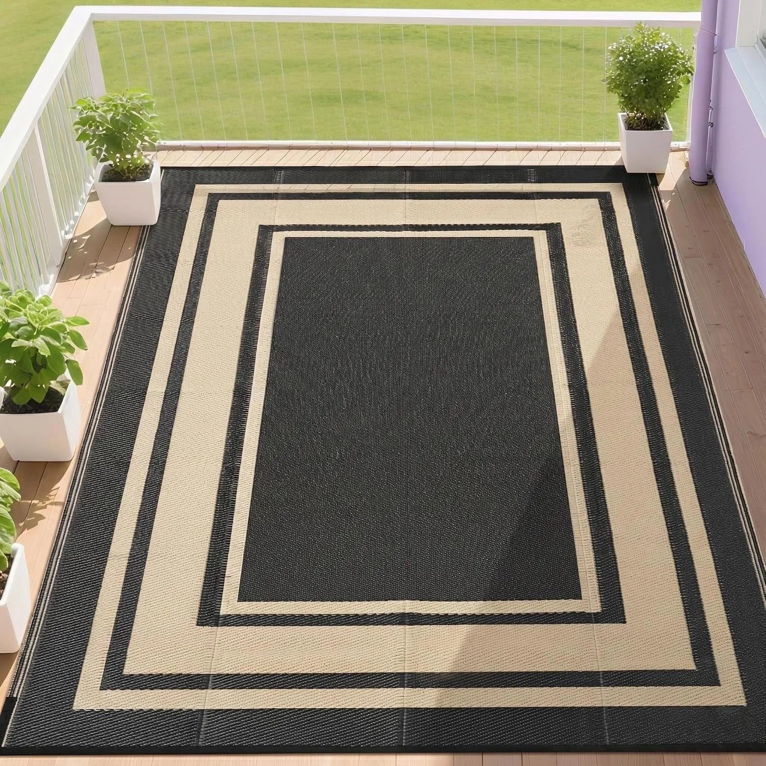 RURALITY Outdoor Rugs 8"x10" Waterproof for Patios Clearance, Plastic Straw Mats for RV bifanuoyard - Image 5
