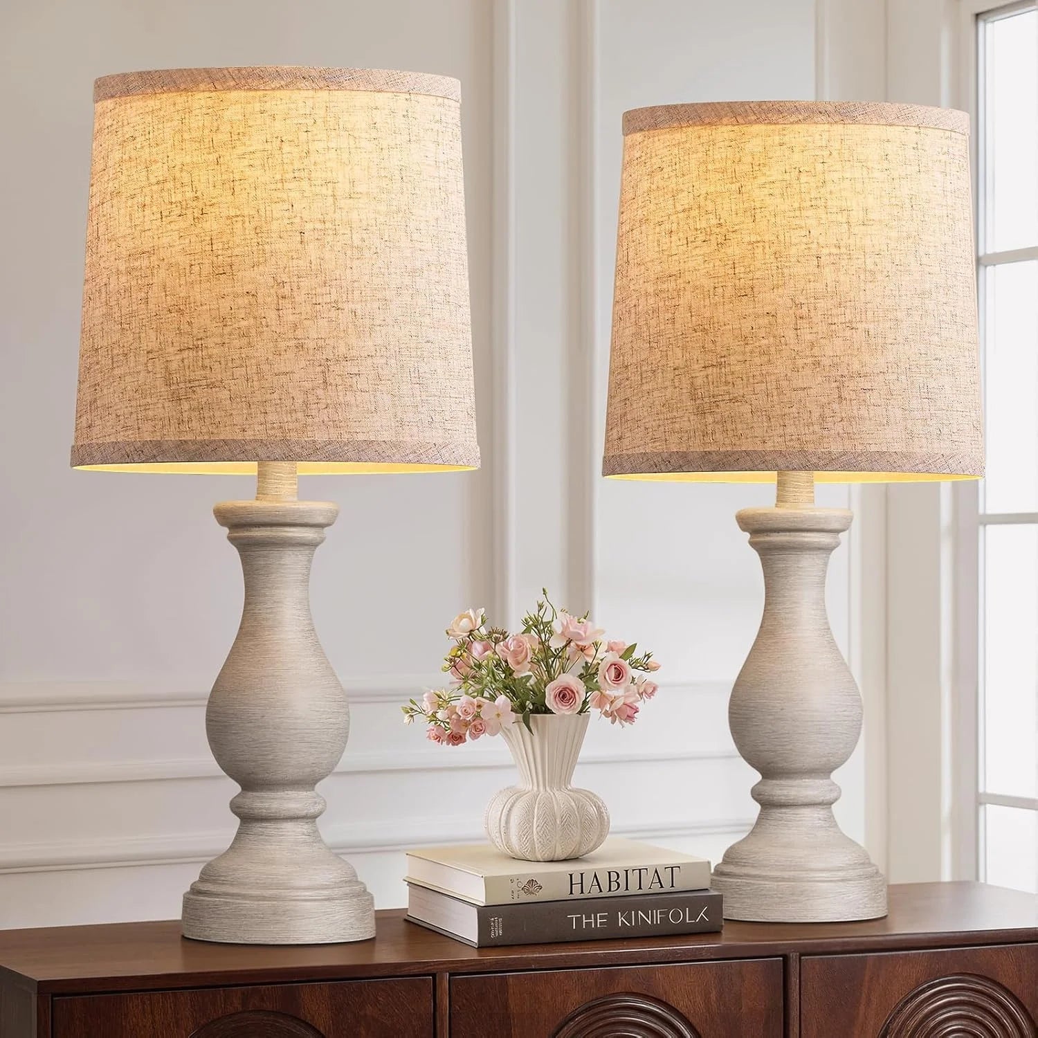 New Arrivals Farmhouse Table Lamps Set of 2, Rustic Lamp for Bedroom Living Room - Image 5