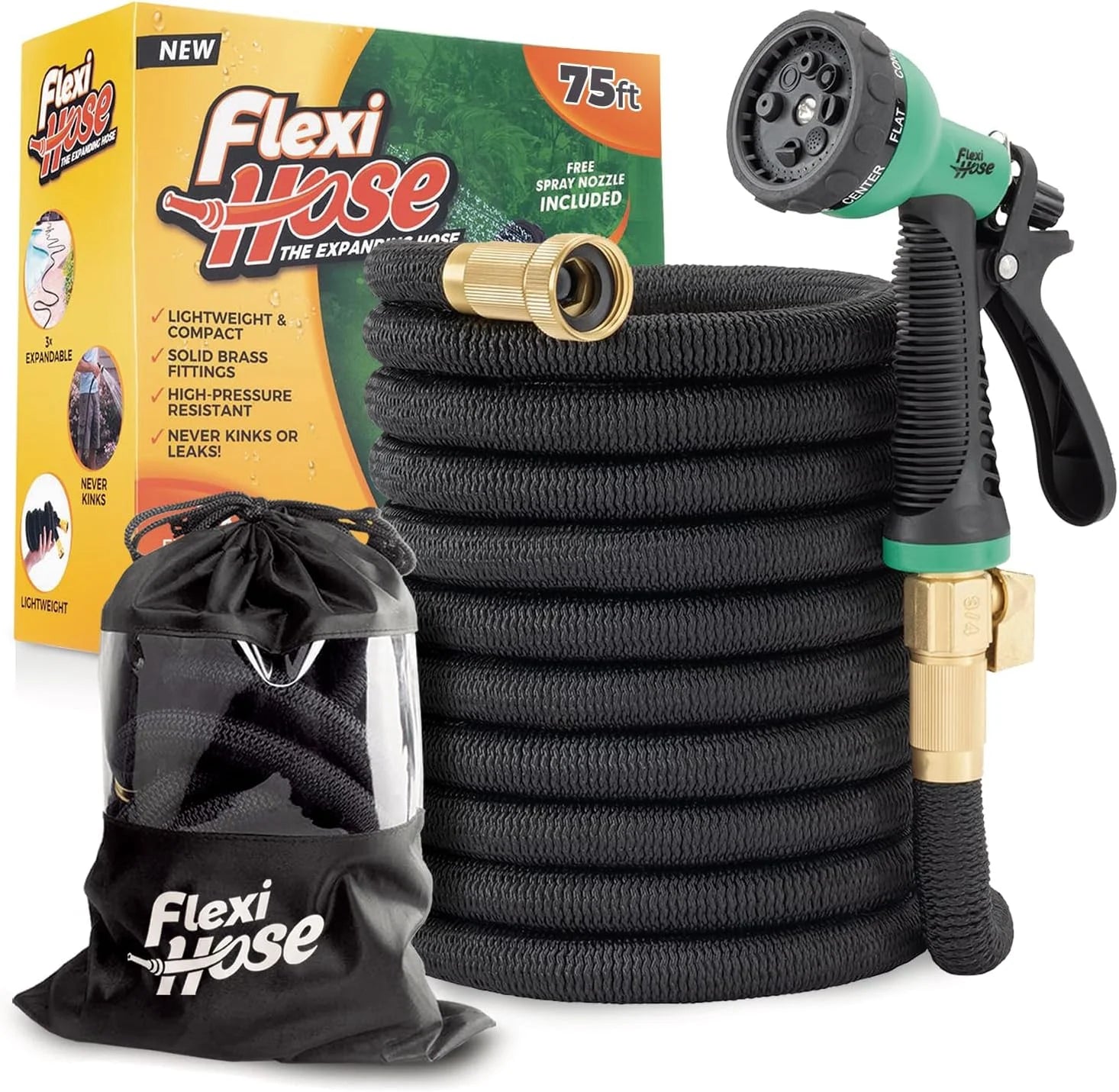 New Arrivals Hose Plus Expandable Garden Hose with 8 Function Nozzle, 100FT, Lightweight Retractable Garden Hose - Image 3