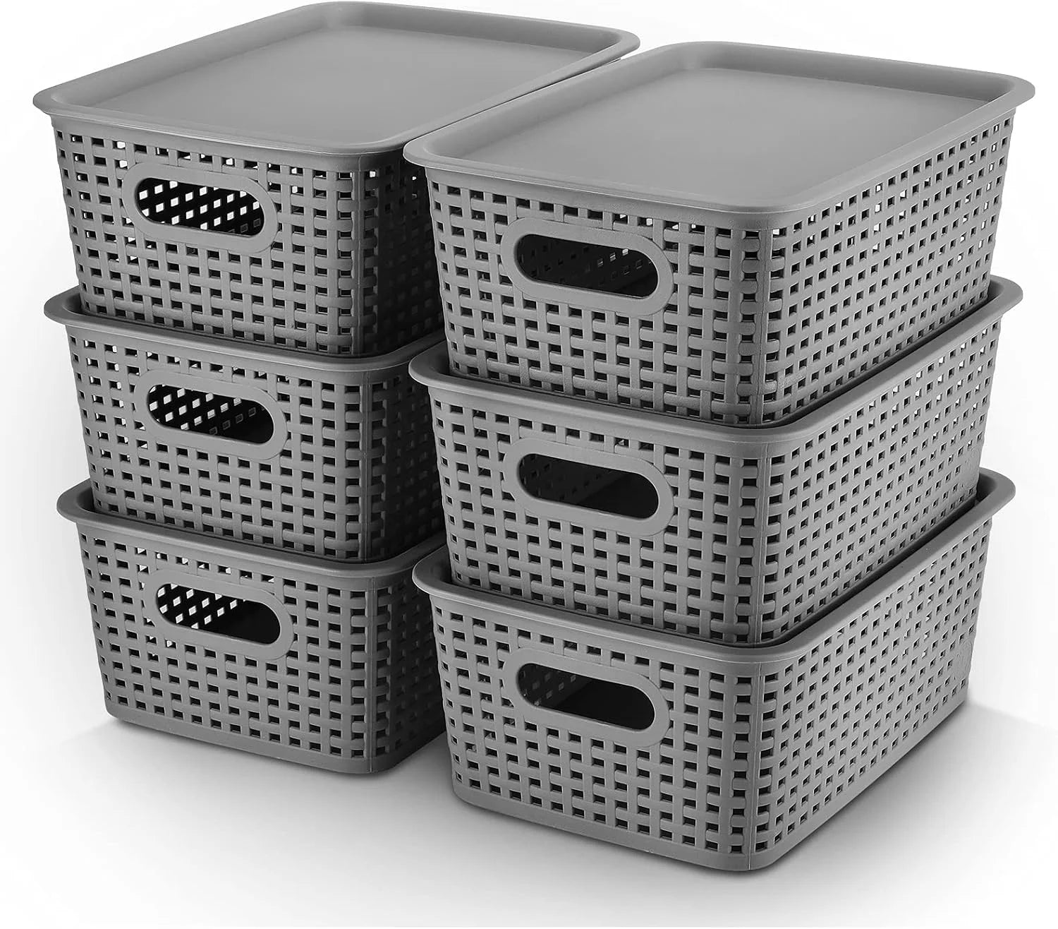 Storage Bins Plastic Storage Baskets With Lid Small Baskets for Organizing Stackable Storage Container Organizer bifanuoyard - Image 2