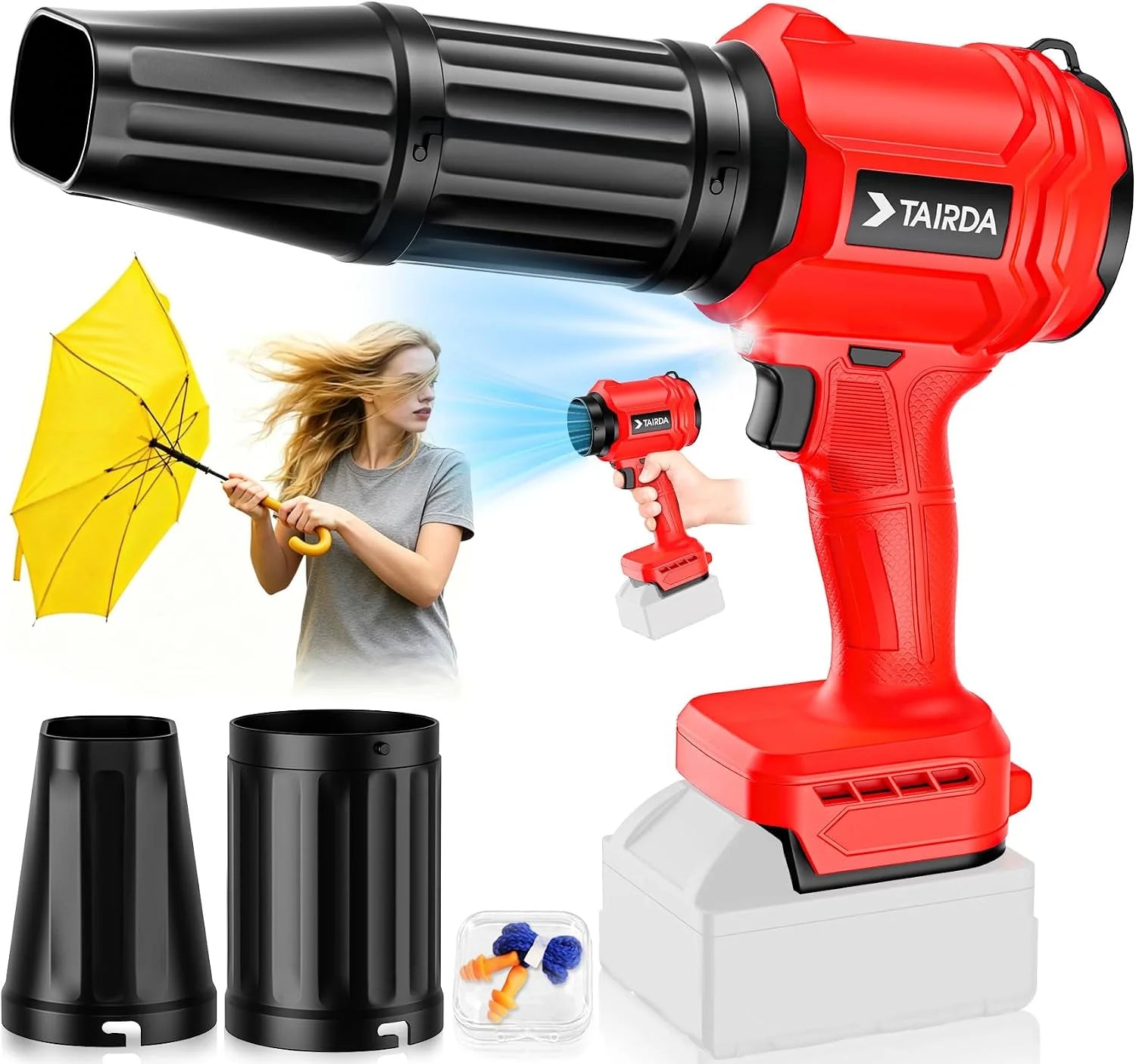 TAIRDA Cordless Leaf Blower Compatible for Dewalt 20V Battery(NO Battery), Mini Turbo Jet Blower with 2 Nozzles - Image 3