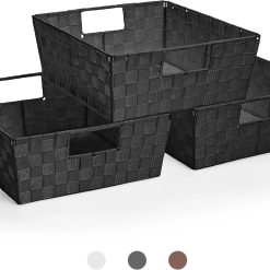 Alternative view of New Arrivals Set of 3 Large Woven Storage Baskets, Mesh Hand-Woven Organizing Baskets, Fabric Storage Bins for Linen