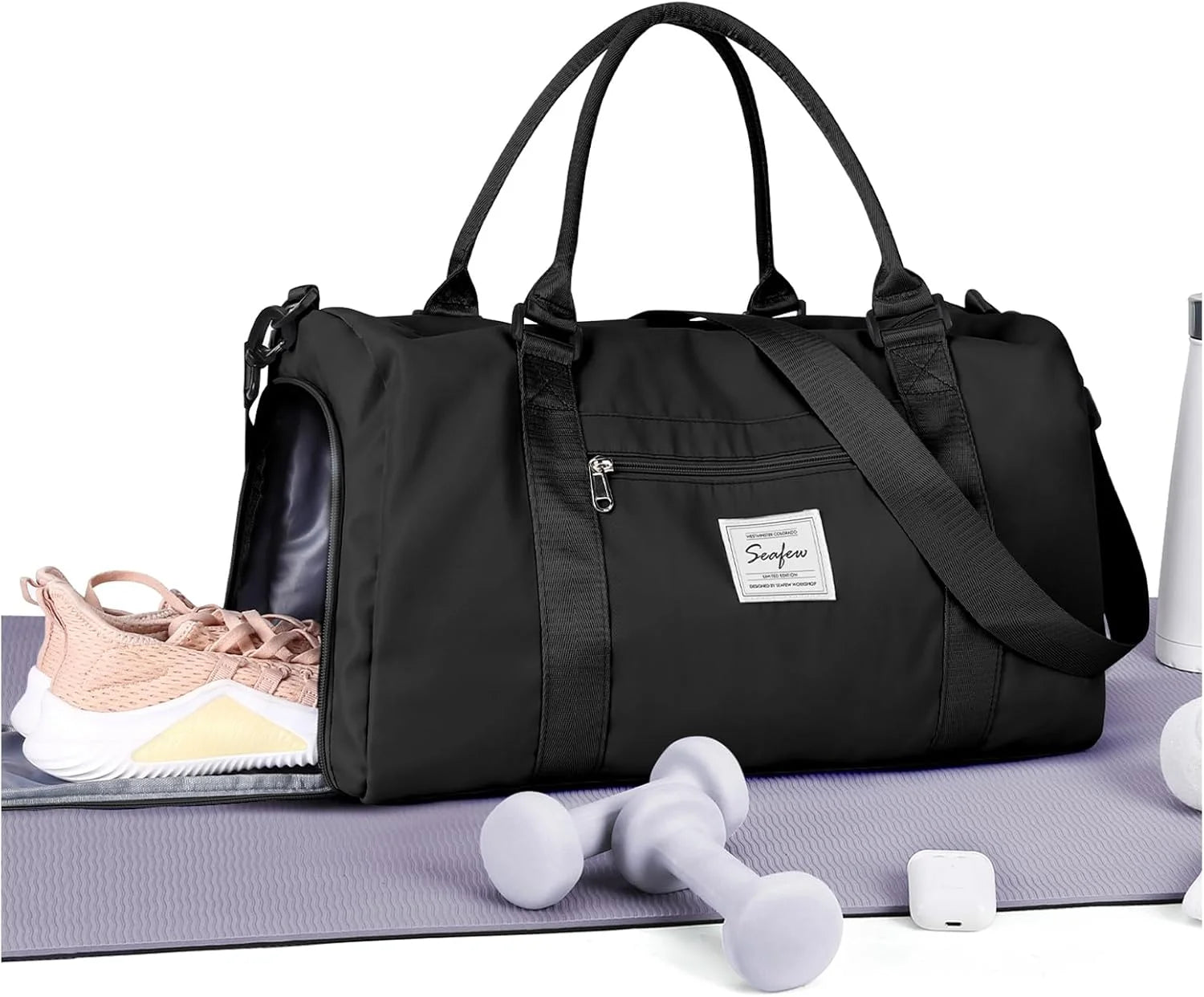 Bag Womens Mens with Shoes Compartment and Wet Pocket Travel Duffel Bag for Women for Plane Sport Gym Tote Bags Swimming Yoga - Image 11