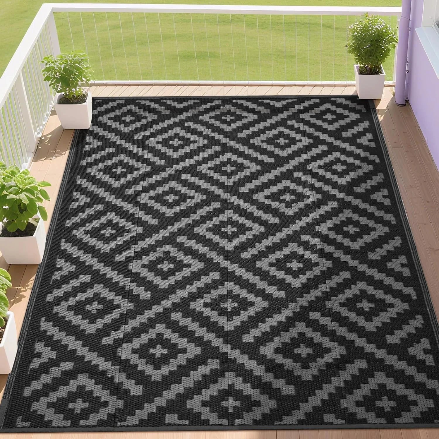 RURALITY Outdoor Rugs 8"x10" Waterproof for Patios Clearance, Plastic Straw Mats for RV bifanuoyard - Image 7