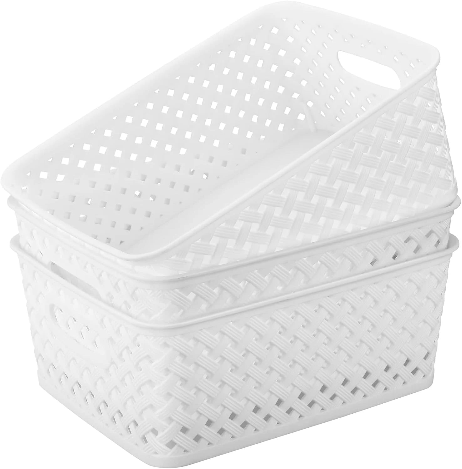 3 Pack Plastic Storage Baskets, Large, Grey, Durable Woven Plastic with Built-In Handles bifanuoyard - Image 11