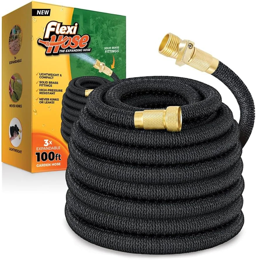 Flexi Hose Lightweight Expandable Garden Hose, 100FT -Retractable Garden Hose, 3/4 Inch Solid Brass Fittings and Double bifanuoyard - Image 5
