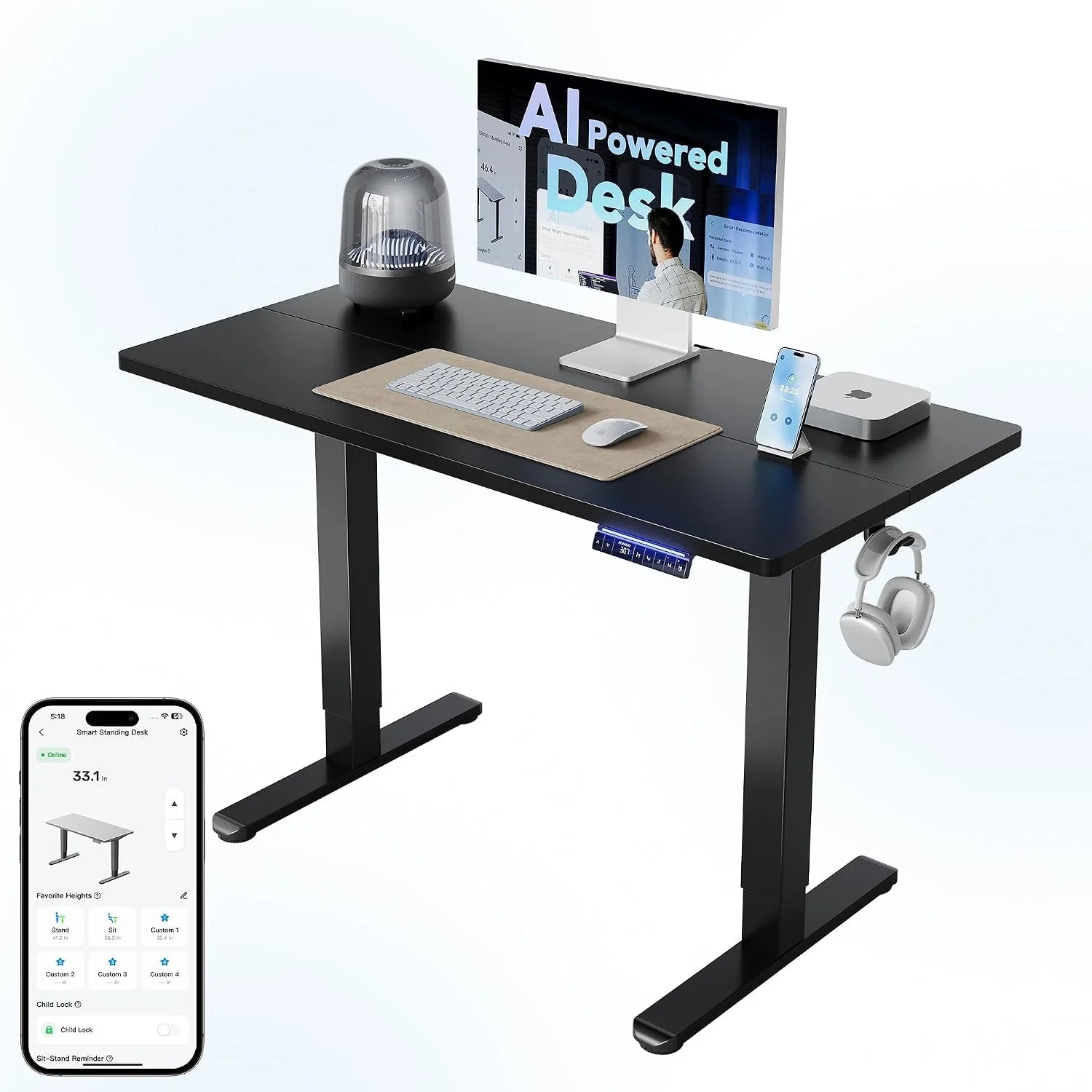 HUANUO 32 Small Electric Standing Desk Adjustable Height, 4 Memory Height Settings bifanuoyard - Image 30