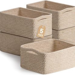 Alternative view of New Arrivals Small Woven Storage Baskets for Shelves, Gift Baskets Empty, 11.8×7.9×4.7, Decorative Cotton Rope Baskets