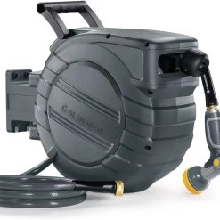 GLAHODEN Retractable Garden Hose Reel 5/8 in x 100 ft Upgraded UV Resistant Heavy Duty Automatic Hose Reel Wall Mount bifanuoyard