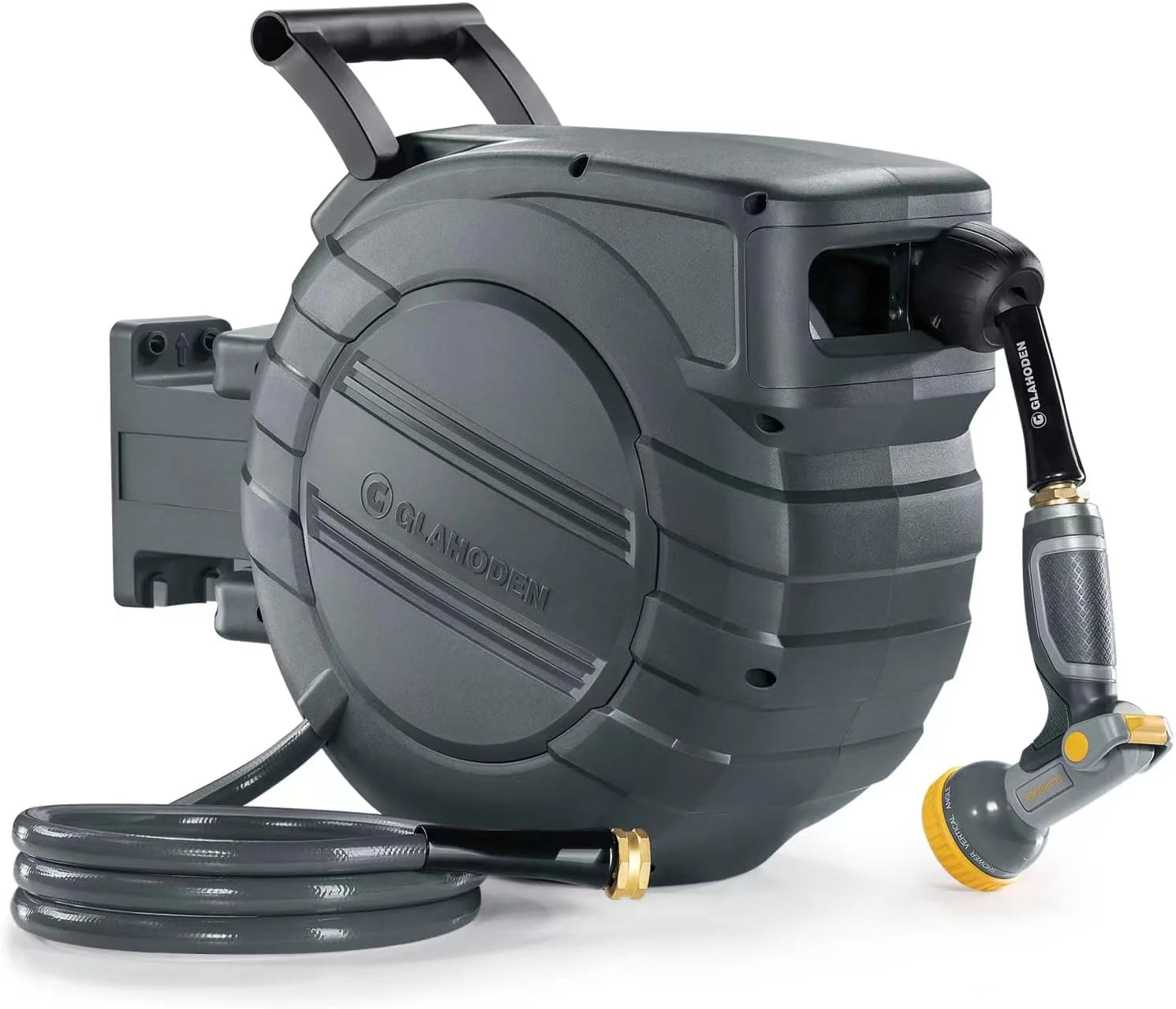 GLAHODEN Retractable Garden Hose Reel 5/8 in x 100 ft Upgraded UV Resistant Heavy Duty Automatic Hose Reel Wall Mount bifanuoyard