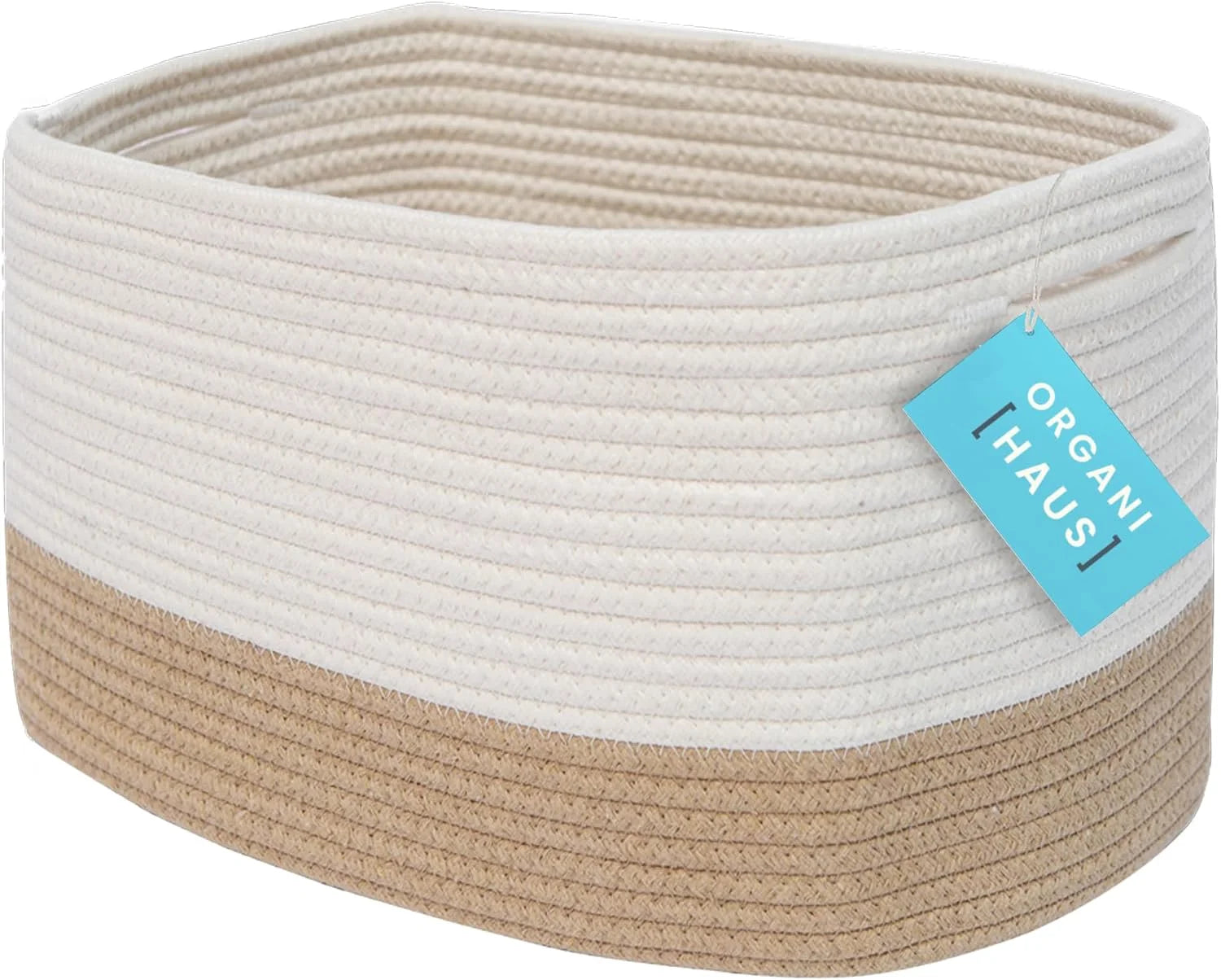 OrganiHaus Cotton Rope Baskets for Shelves, Set of 3, 15x9x10, Handwoven, a toy bin and organizer for towels bifanuoyard - Image 6