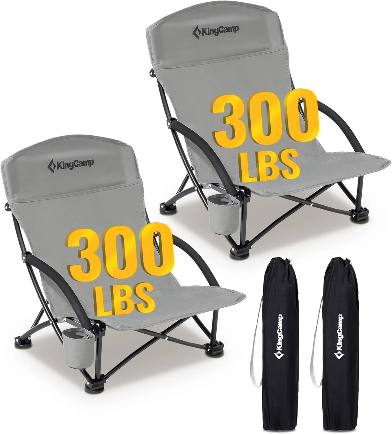 KingCamp Low Beach Chairs 2 Pack, Folding Portable Chair for Adults lightweight Extra Wide Ergonomic High Back Seat bifanuoyard - Image 3