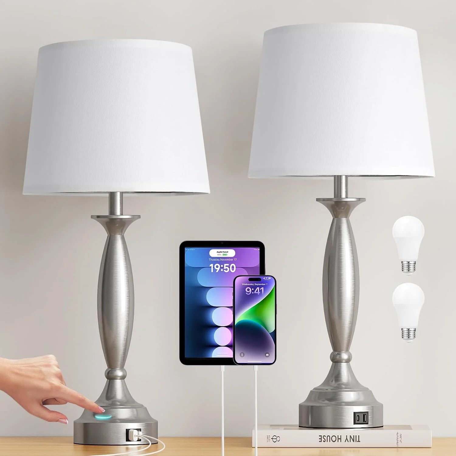Seealle Touch Bedside Lamps for Nightstand Set of 2, Dimmable, Bulb Included bifanuoyard - Image 9