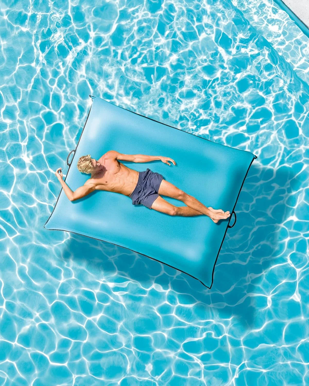 Luxe Lounge Inflatable Pool Mat: Removable Fabric Cover, 2 Soft Handles, 440 Weight Capacity, 78 x 62 - Image 6