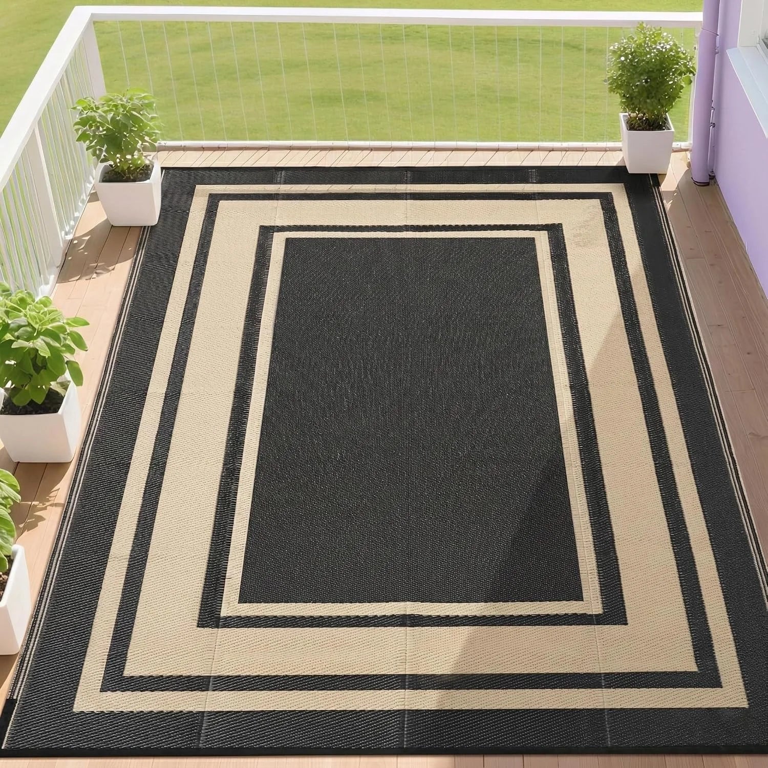 RURALITY Outdoor Rugs 8"x10" Waterproof for Patios Clearance, Plastic Straw Mats for RV bifanuoyard - Image 3