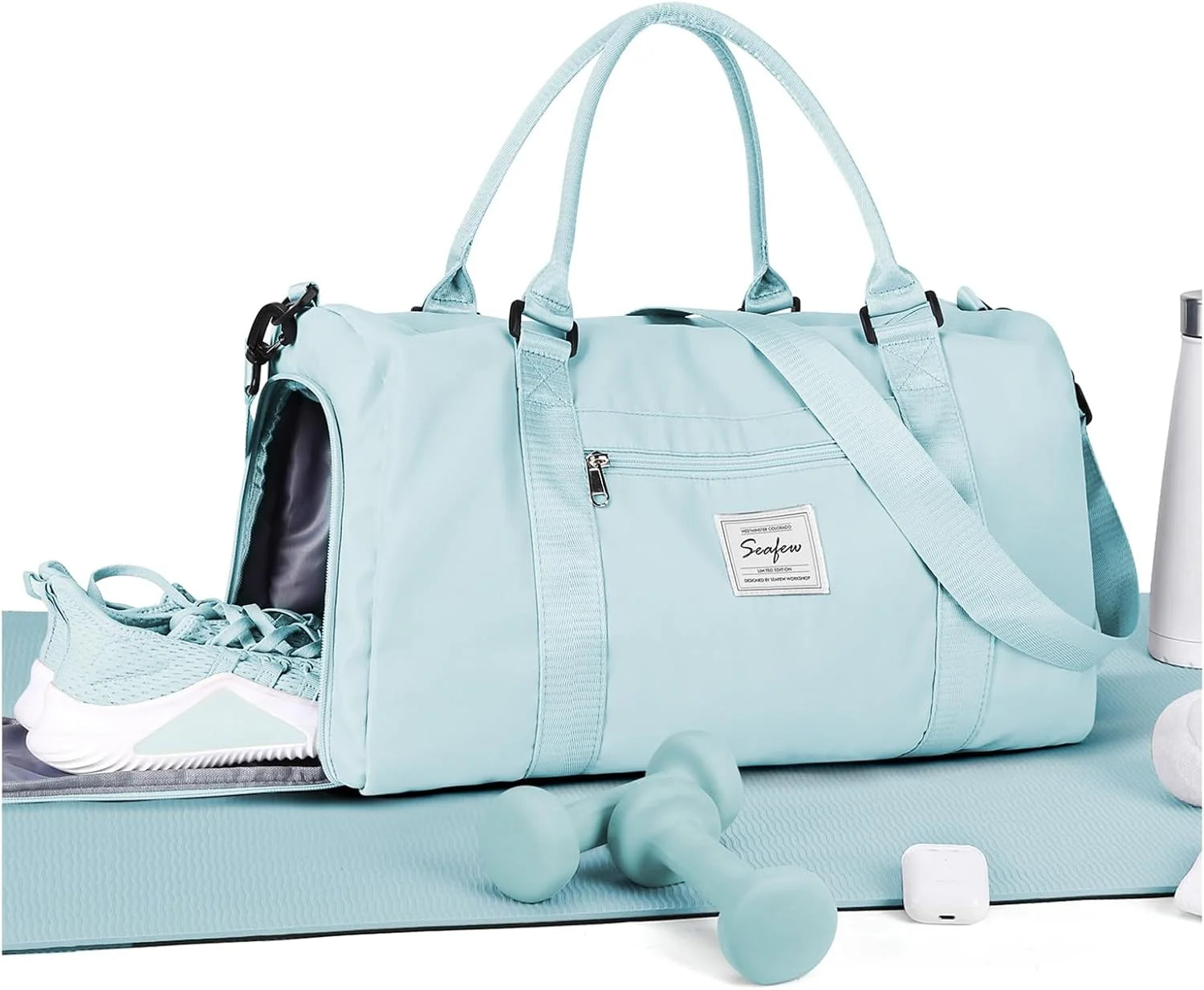 Bag Womens Mens with Shoes Compartment and Wet Pocket Travel Duffel Bag for Women for Plane Sport Gym Tote Bags Swimming Yoga - Image 13