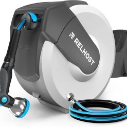 Alternative view of New Arrivals Retractable Garden Hose Reel, 1/2 in x 100 ft Wall Mount Heavy Duty Hose Reel with Any-Length Lock