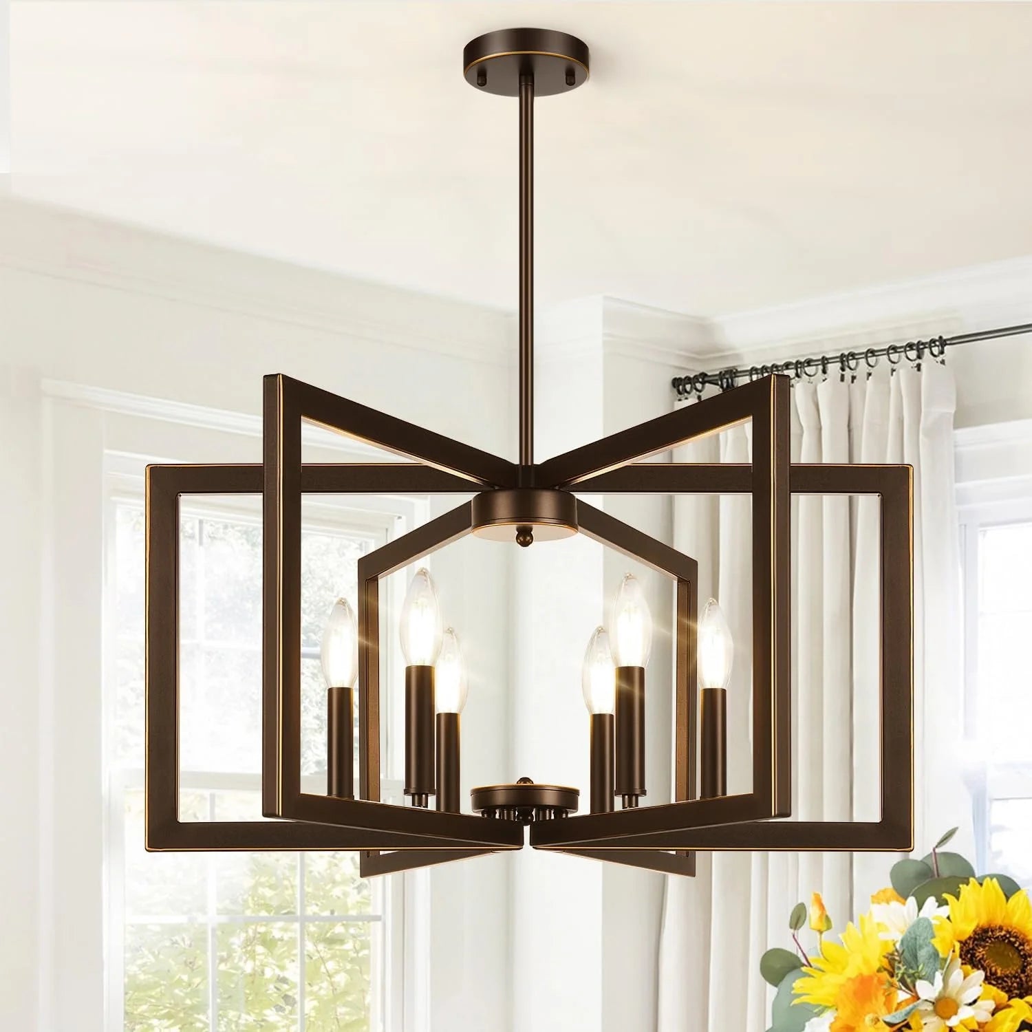 25-61 Height Adjustable Modern Matte Black Chandelier for Dining Room bifanuoyard - Image 3
