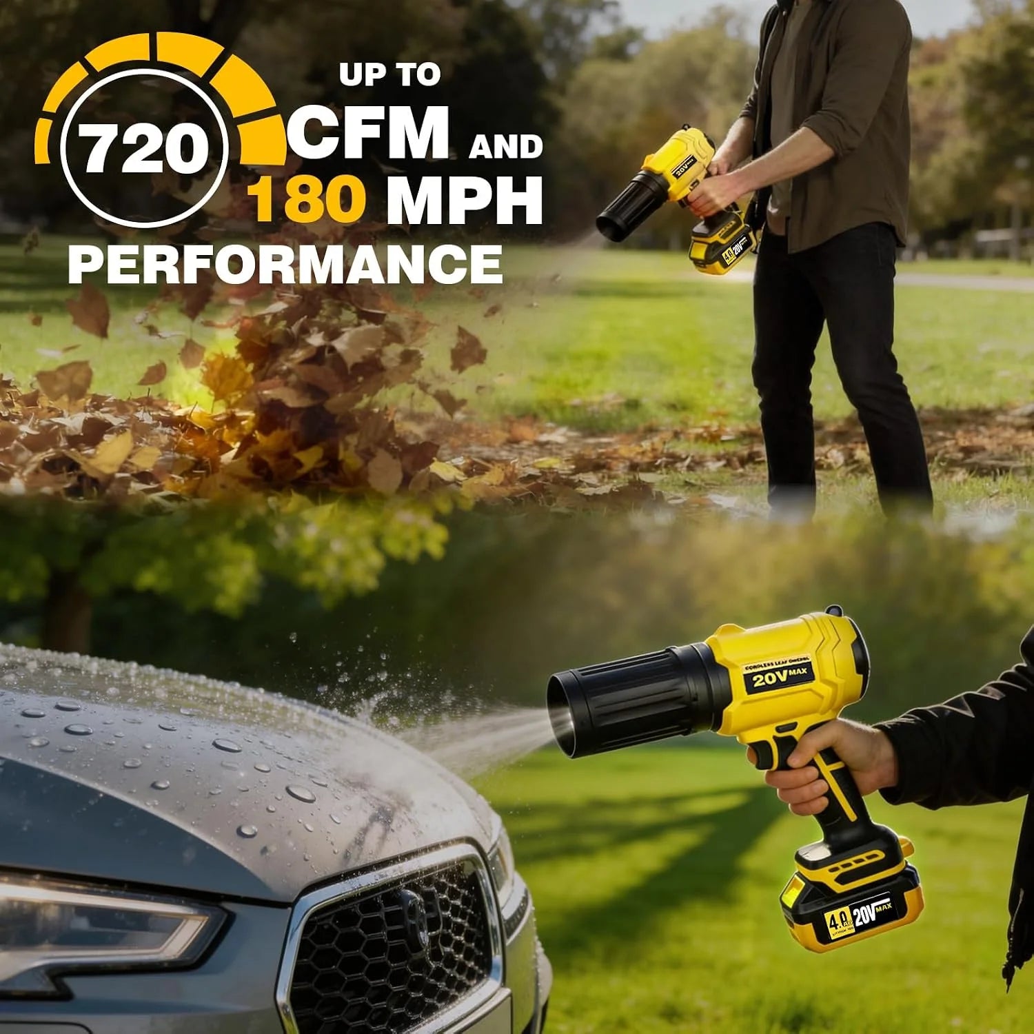 New Arrivals Leaf Blower for DEWALT 20V Max Battery, 720-CFM 180-MPH Handheld Electric Brushless Dust Blower with Light " For Yard Cleanup - Image 4