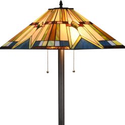 Alternative view of New Arrivals Tiffany Style Floor Lamp Vintage Stained Glass Shade 65″ Tall Mission Floor Standing Reading Corner Light