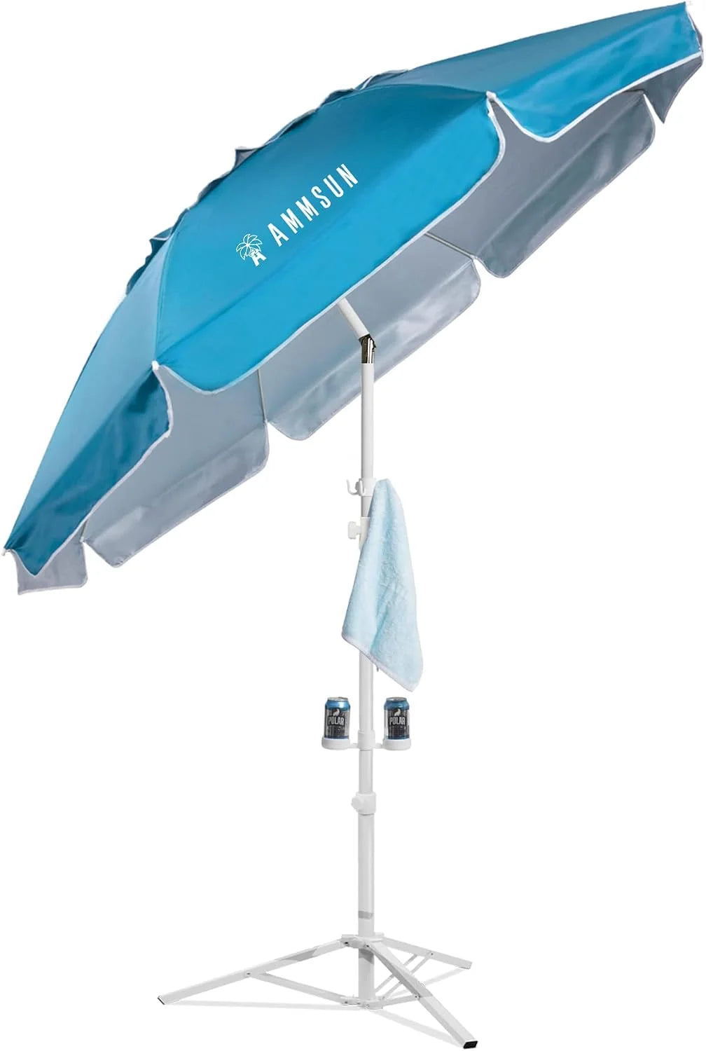 New Arrivals AMMSUN Shade Umbrella, Premium Portable Umbrella with Stand, 6.5ft Lightweight Free Standing Canopy for Sporting Games