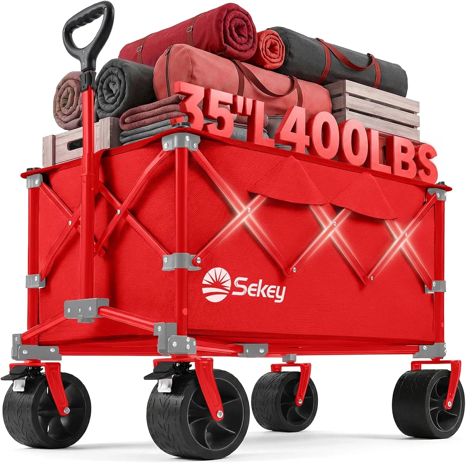250L Wagons Carts Foldable with Big All-Terrian Beach Wheels, Collapsible Heavy Duty Wagon, Extra Large Folding Wagon - Image 3