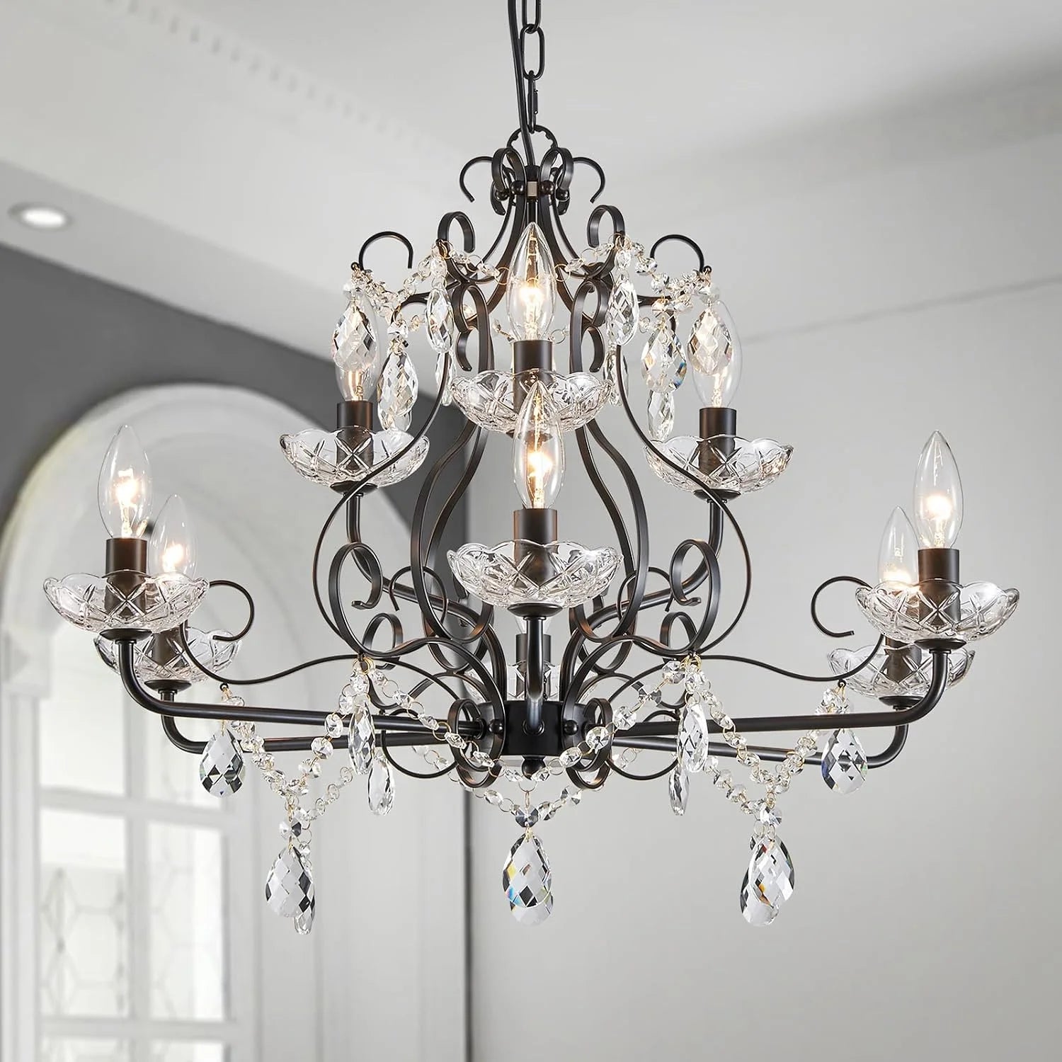 New Arrivals 5-Light Crystal Candle Chandelier Pendant Ceiling Light Modern Lighting Fixture for Bedroom Hallway Bar Kitchen - Image 5