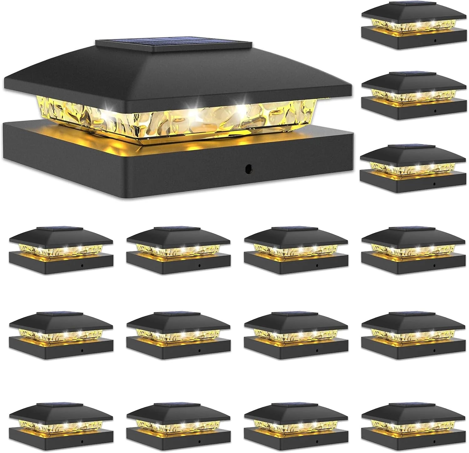 New Arrivals 4×4 Solar Post Cap Lights, 12 Pack Black Waterproof Fence Lights – For Home Projects - Image 11