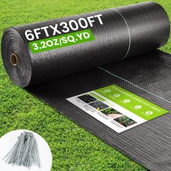 New Arrivals 4FTX300FT Weed Barrier Fabric, 3.2oz Landscape Fabric, Durable Weed Barrier Fabric Heavy Duty with 20 U-Shaped