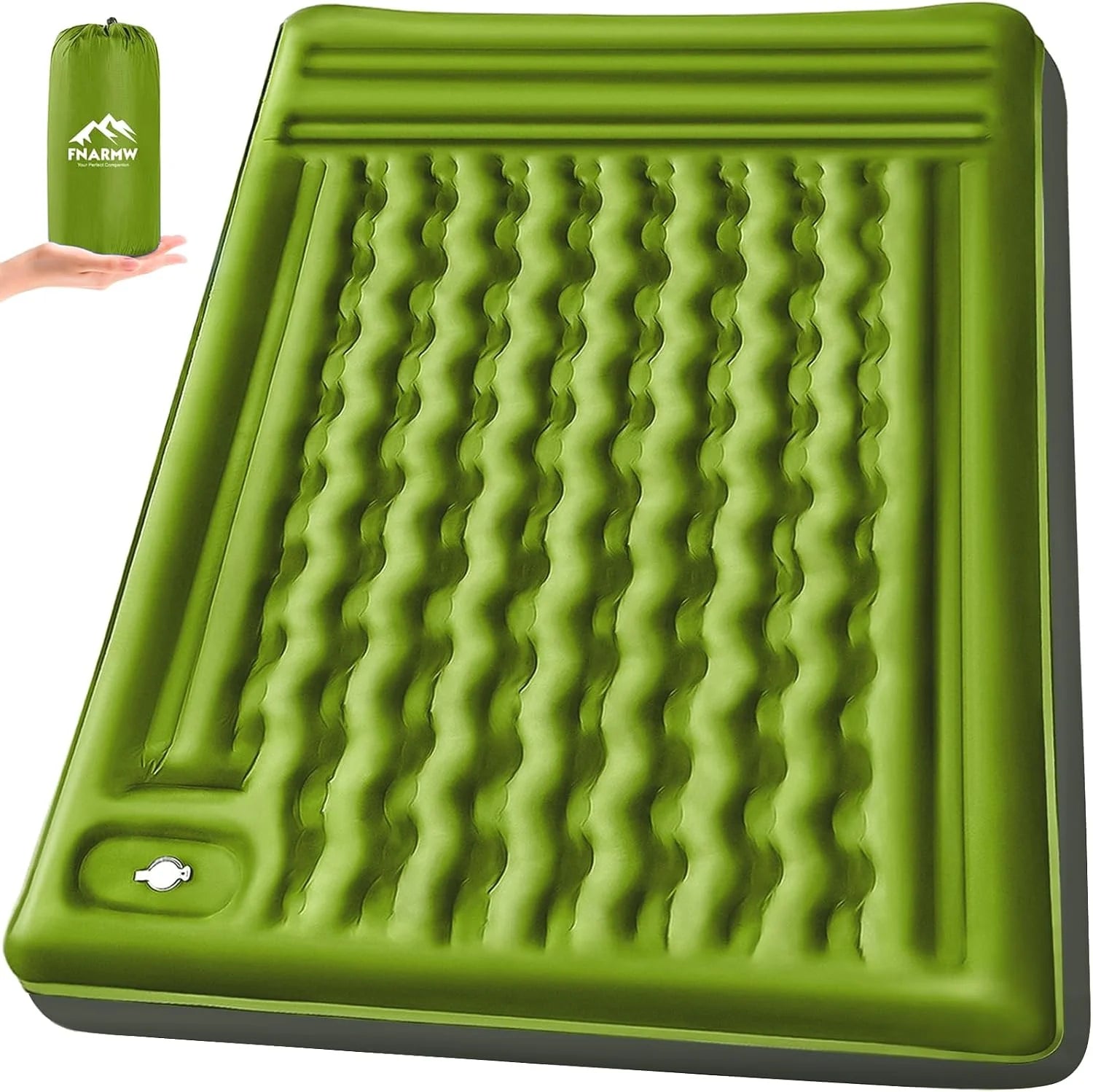 New Arrivals Double Sleeping Pad Camping, Self Inflating 6" Extra-Thick 2 Person Pillow Built-in Foot Pump Waterproof - Image 4