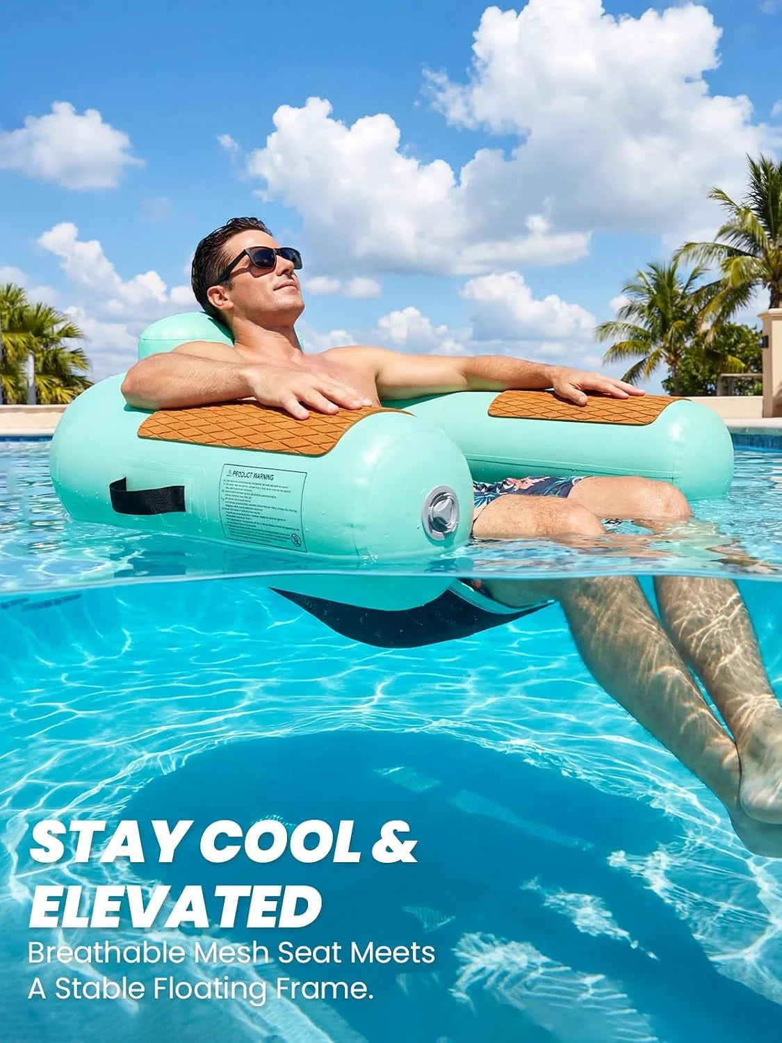 Zeraty Heavy Duty Double-Sided PVC Scrim Floating Chair Inflatable Pool Lounger for Adults, Premium Water Hammock with bifanuoyard - Image 6