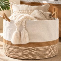 Large Blanket Basket with Handles, Storage Basket for Living Room, Extra Large Capacity, Blanket Storage, Laundry bifanuoyard