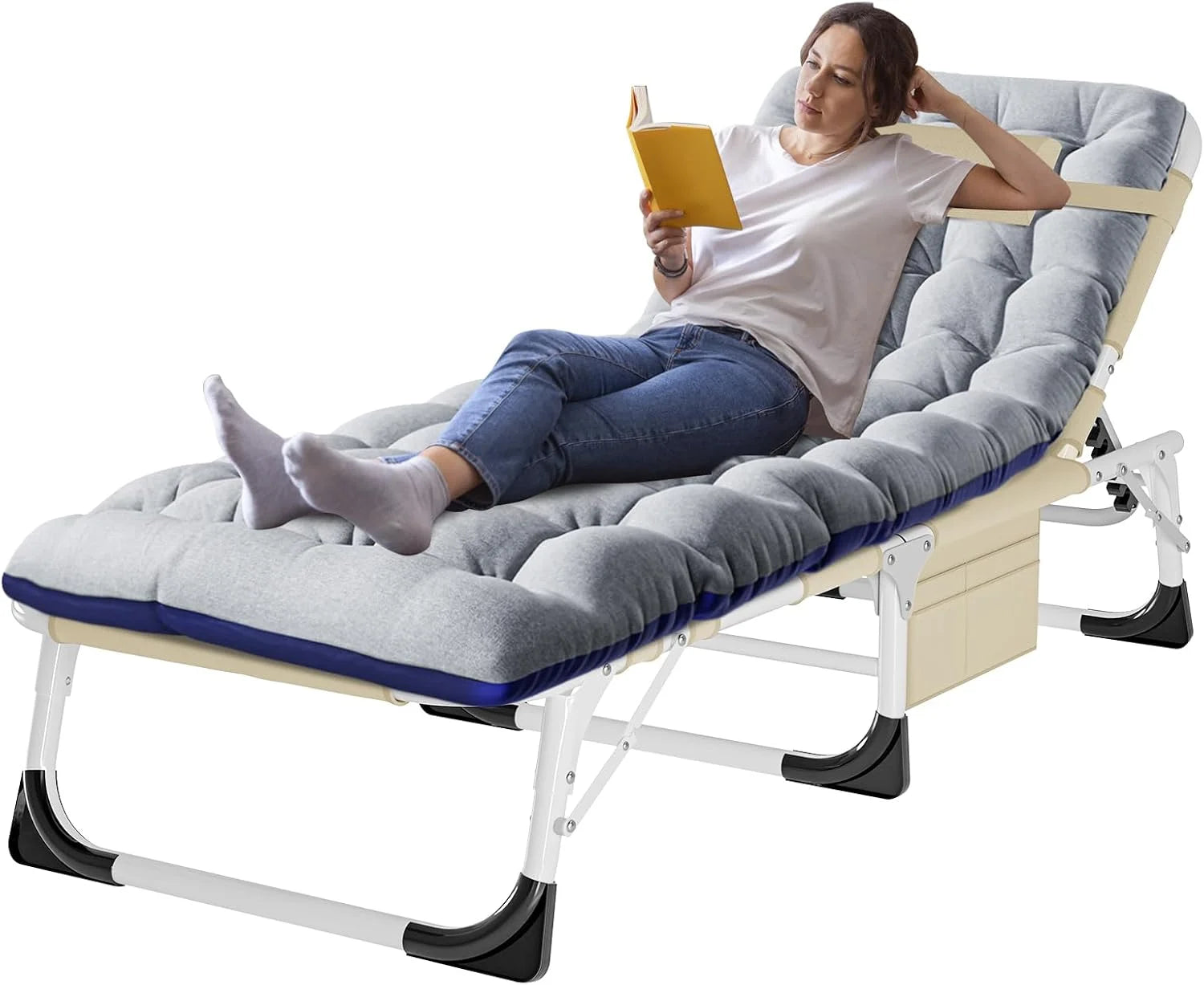 New Arrivals Heavy Duty Tanning Chair, Outdoor 5-Position Folding Chaise Lounge Chair with Pad, Portable Beach Lounge Chair - Image 13