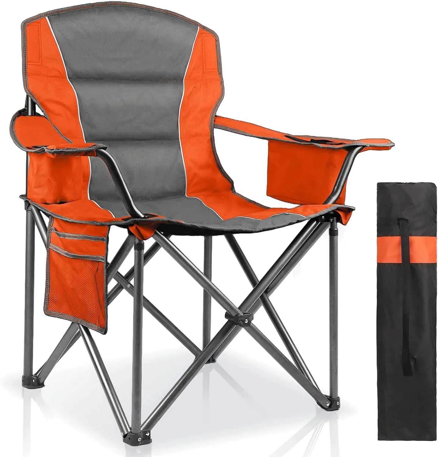 New Arrivals 2 Pack Padded Oversized Camping Chairs for Adults, Heavy Duty Support 400 Lbs, Folding Portable Lawn Chair - Image 8