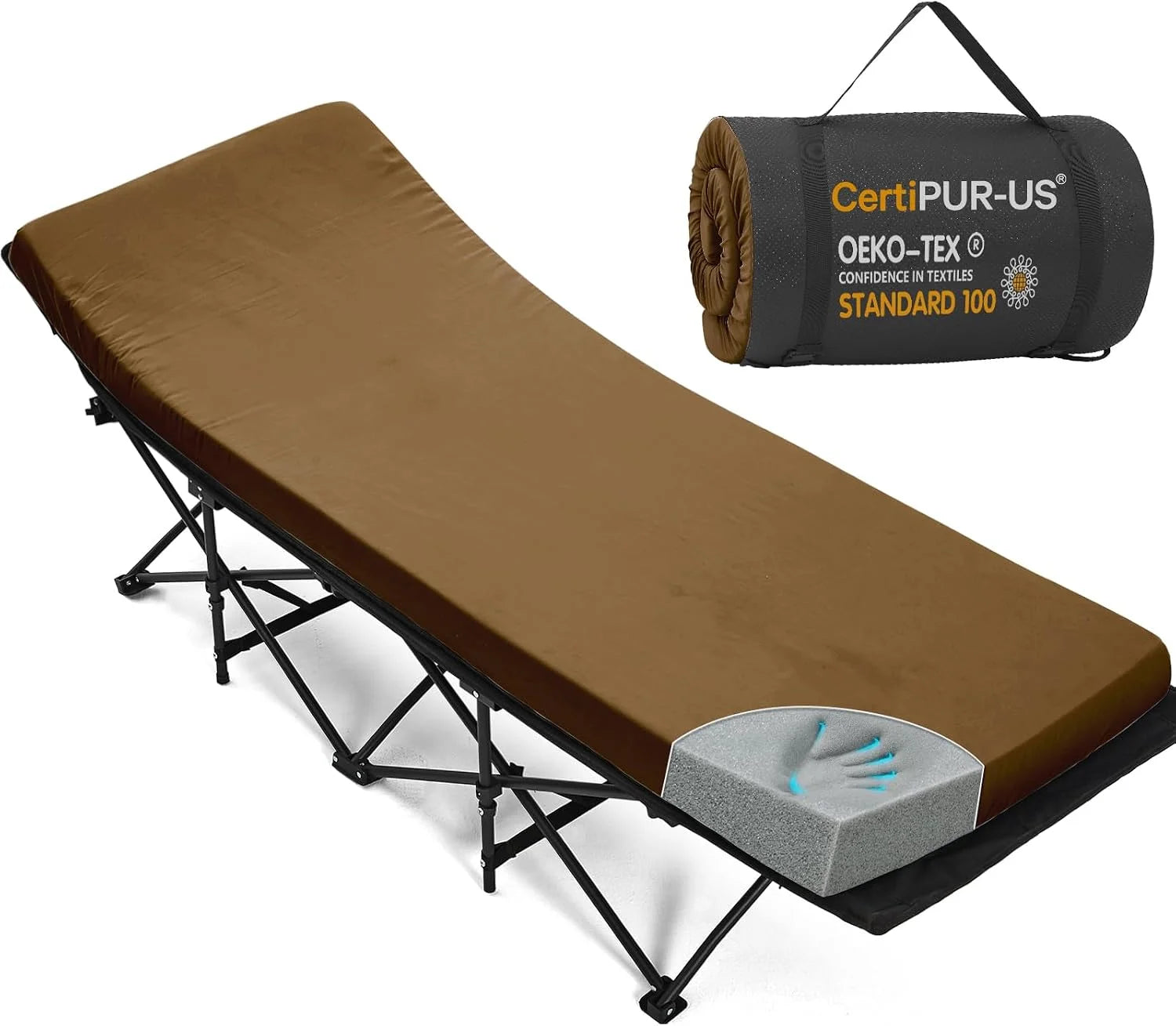 CYMULA Camping Cot Pad 2 Inch Memory Foam, Camping Pad for Folding Cot and Foldable Cot, Portable Roll Up Camp Gear for bifanuoyard - Image 6