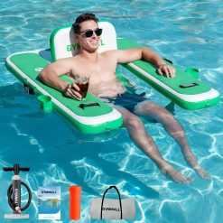 Inflatable Pool Lounger Float, Tanning Pool Chair Float for Adults, 53 L*43 W/ 47 Lx39 W Sunchill Floating Chair Dock bifanuoyard